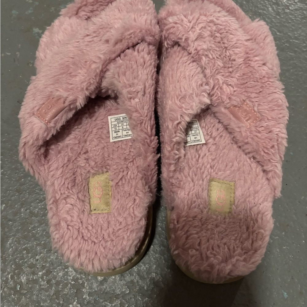 Pink UGG Fuzzy Slippers